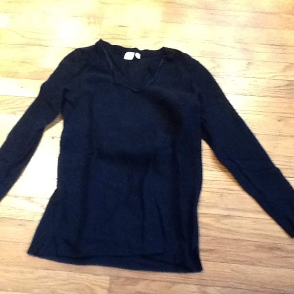 Black Textured V-Neck Sweater
